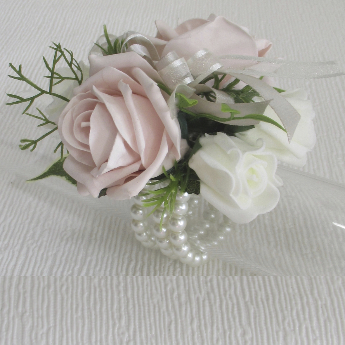 Blush, Nude and Ivory Wrist Corsage Prom Corsage, Wedding Corsage